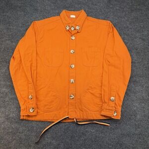 RTH Orange Canvas Chore Jacket Button Down Shirt Jacket Size 2 Drawstring Hem